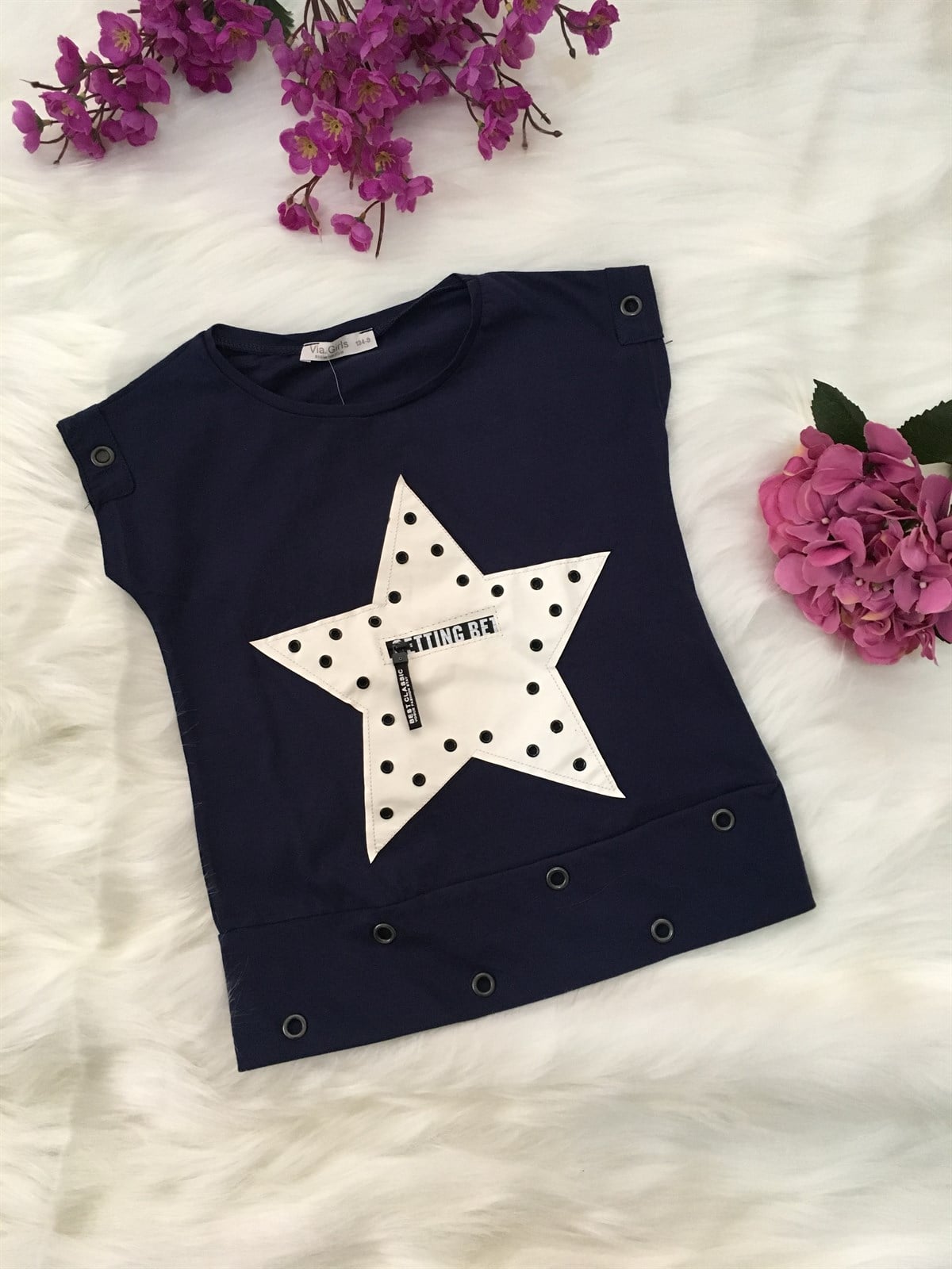 Deri Yıldız Aplikeli Thsirt