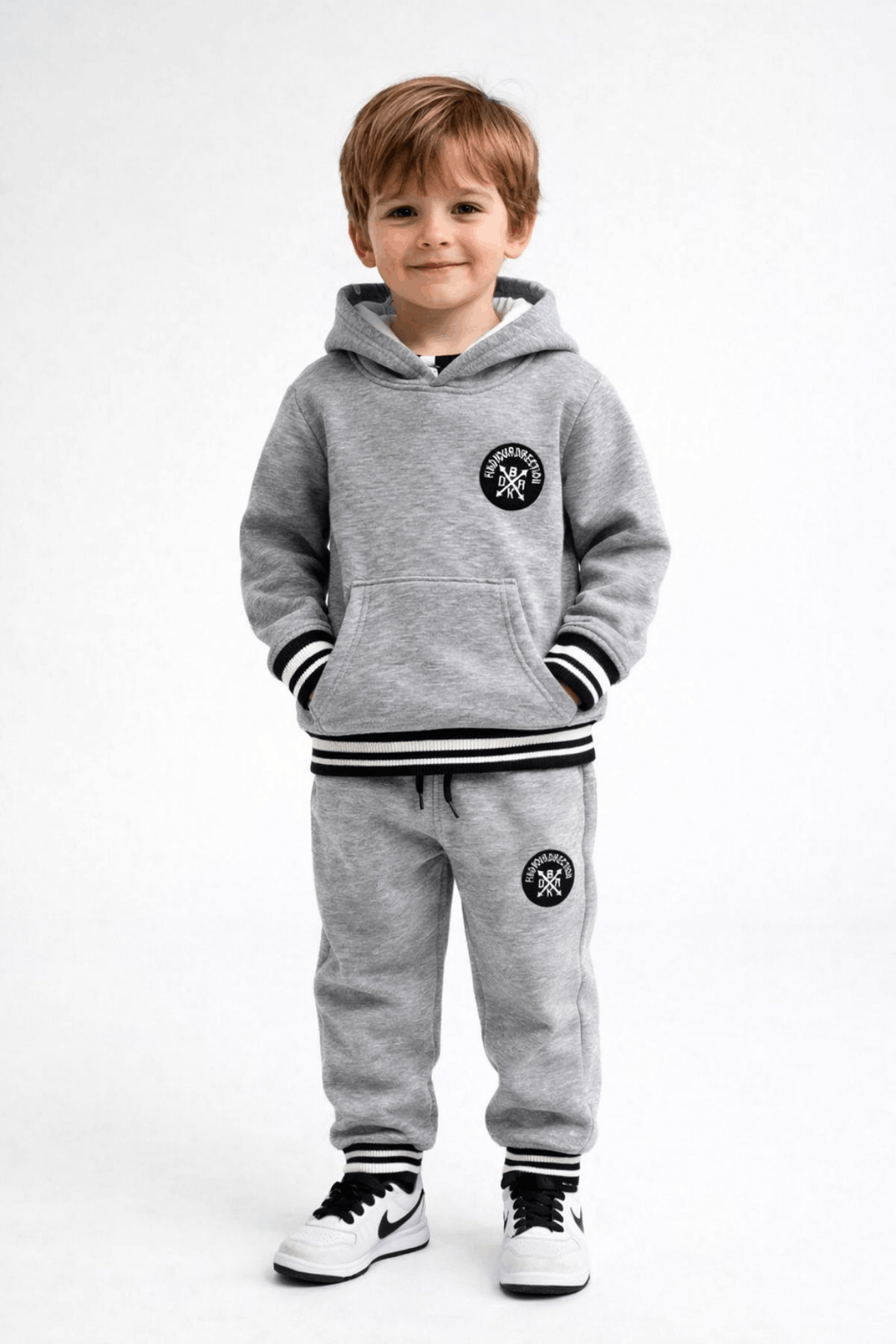 Kapüşonlu Biye Detay Find Your 2li Erkek Çocuk Çocuk Eşofman Takımı Gri