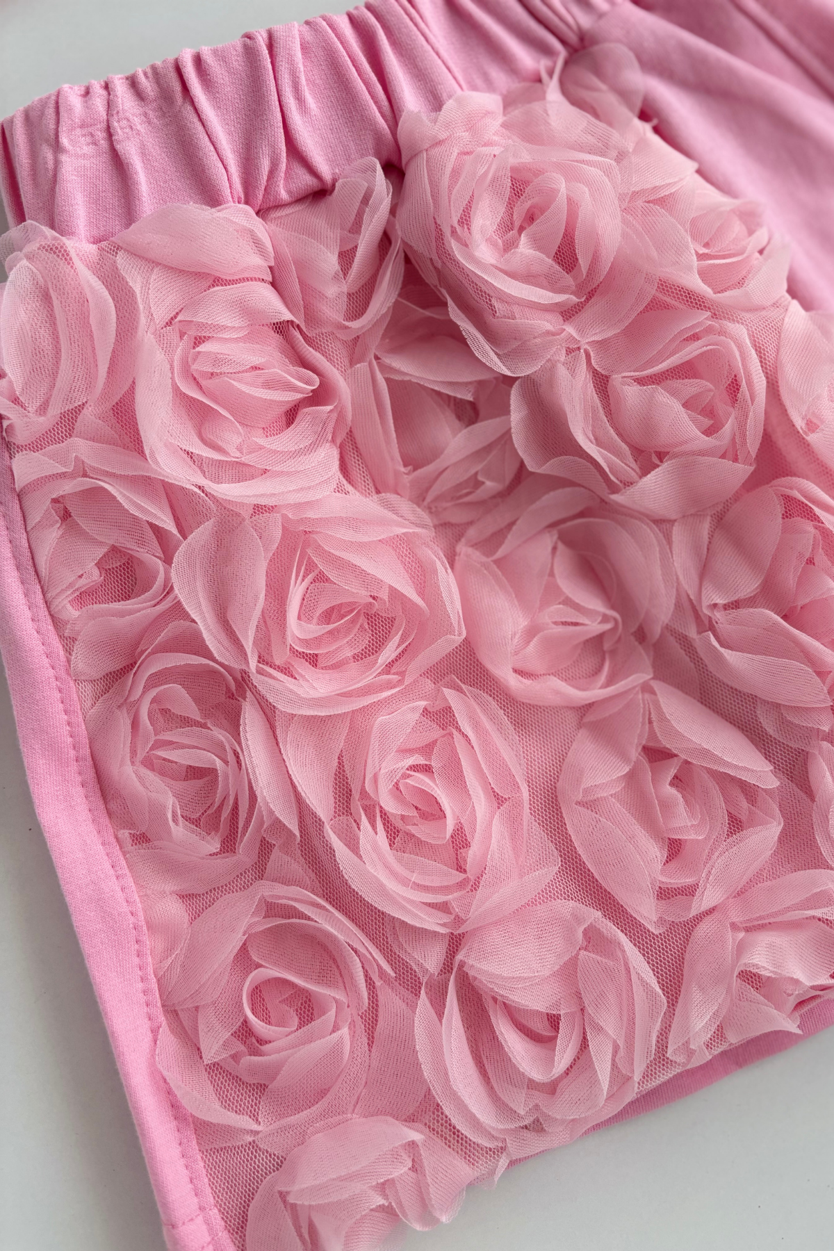 4-10 Yıldız Detay Şort Etekli Güllü Takım Pembe