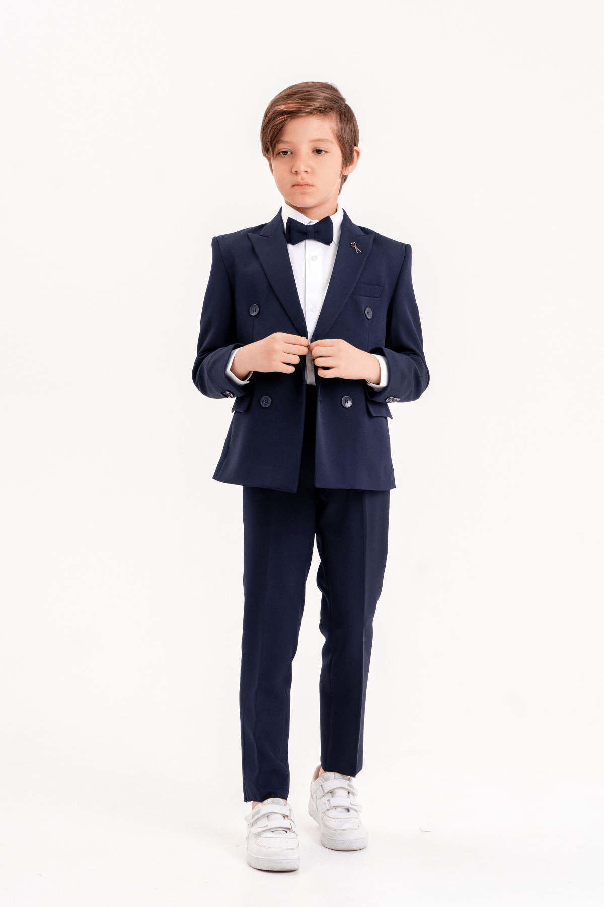 Double Kruvaze Ceketli Erkek Çocuk Takım Elbise Lacivert