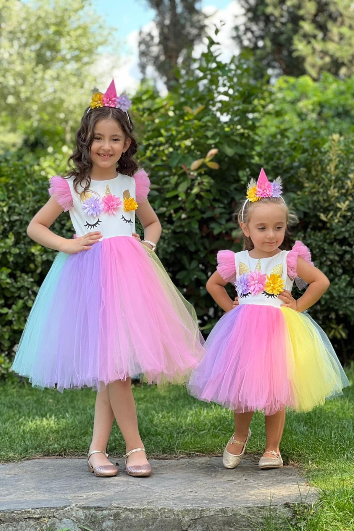 Unicorn Renkli Tütülü Taç Dahil Elbise