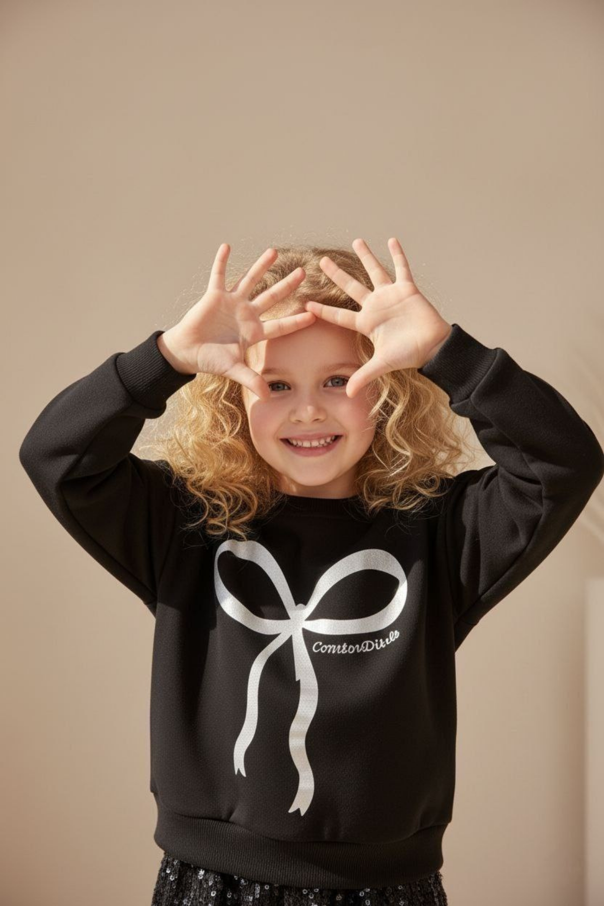 2-10 Yaş Payet Etekli Sweat Kız Çocuk Takım Siyah