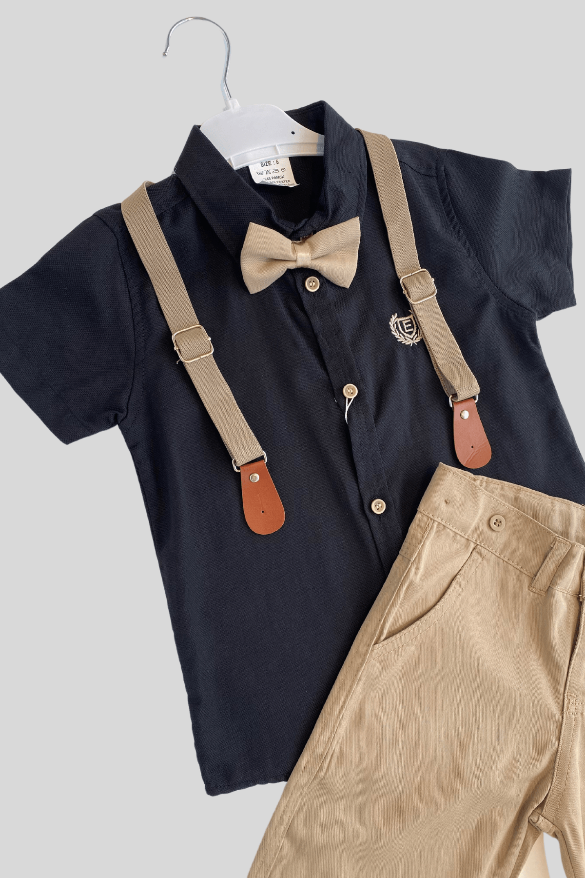 Oxford Kısakol Gömlek Şortlu Erkek Çocuk Takım Siyah