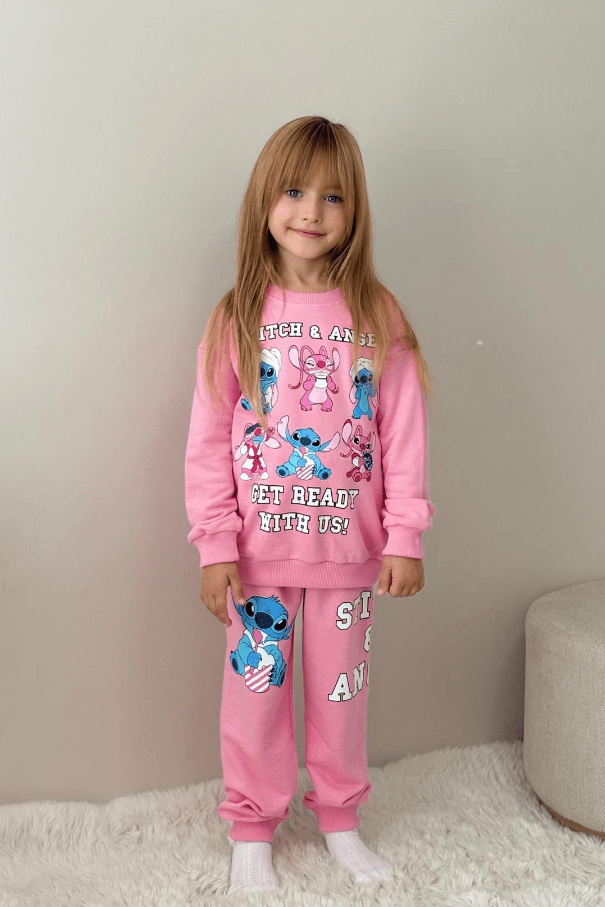 3-10 Yaş Sitich Angel Kız Çocuk Eşofman Takımı Pembe