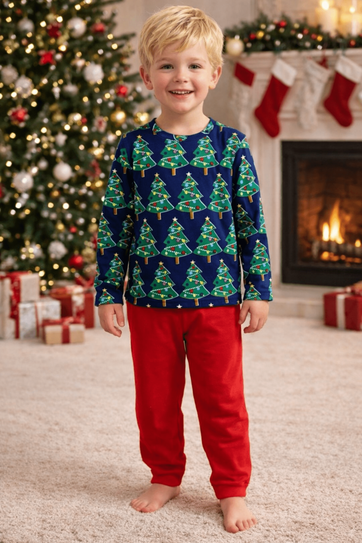 Ağaç Desen Unisex Çocuk Pijama Takımı