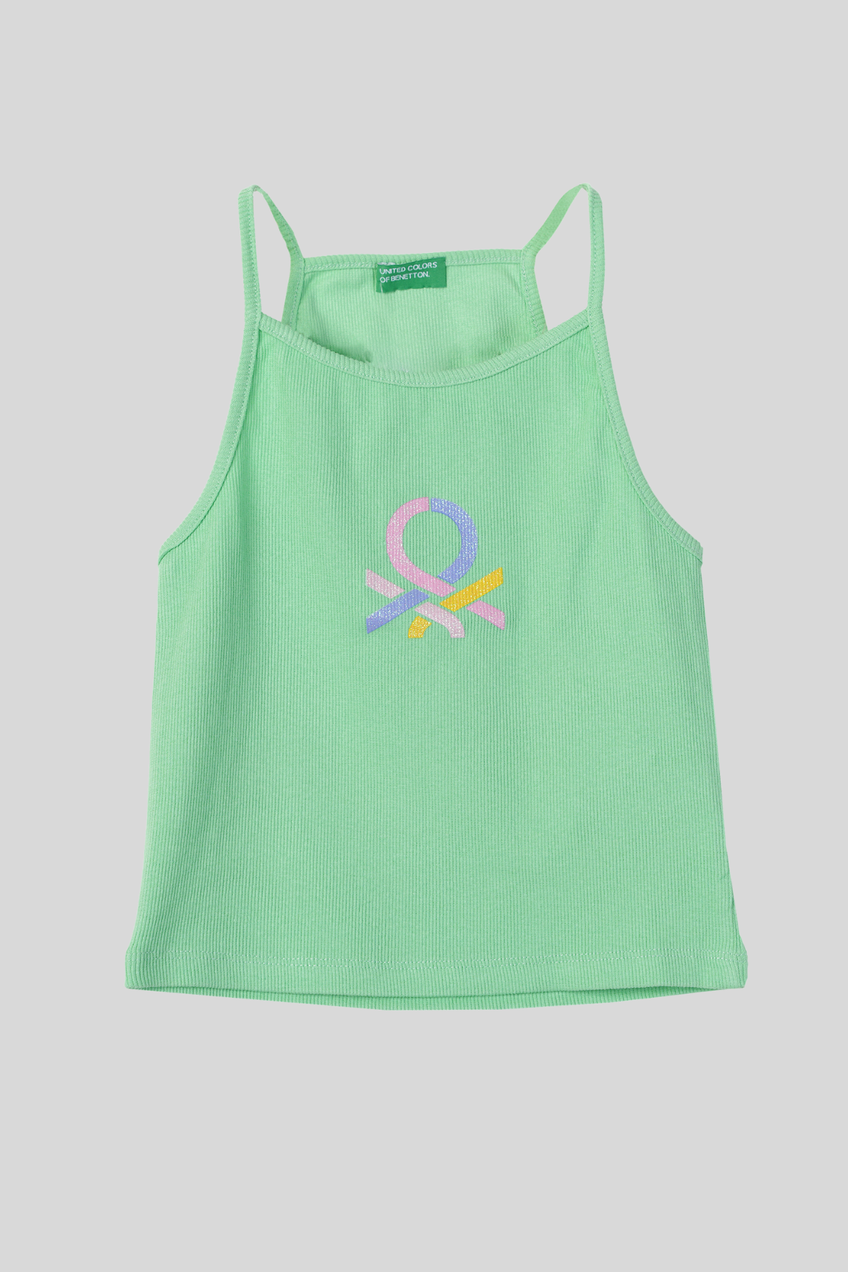 4-14 Yaş Benetton Baskılı Kız Çocuk Atlet Yeşil