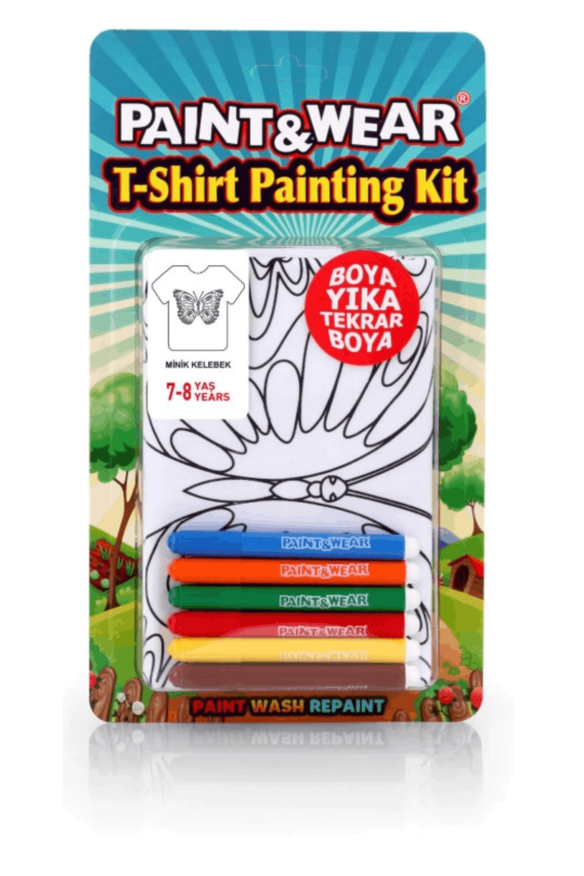 4-11 Yaş Dinozorlu Boya-Yıka Tişört Seti Beyaz