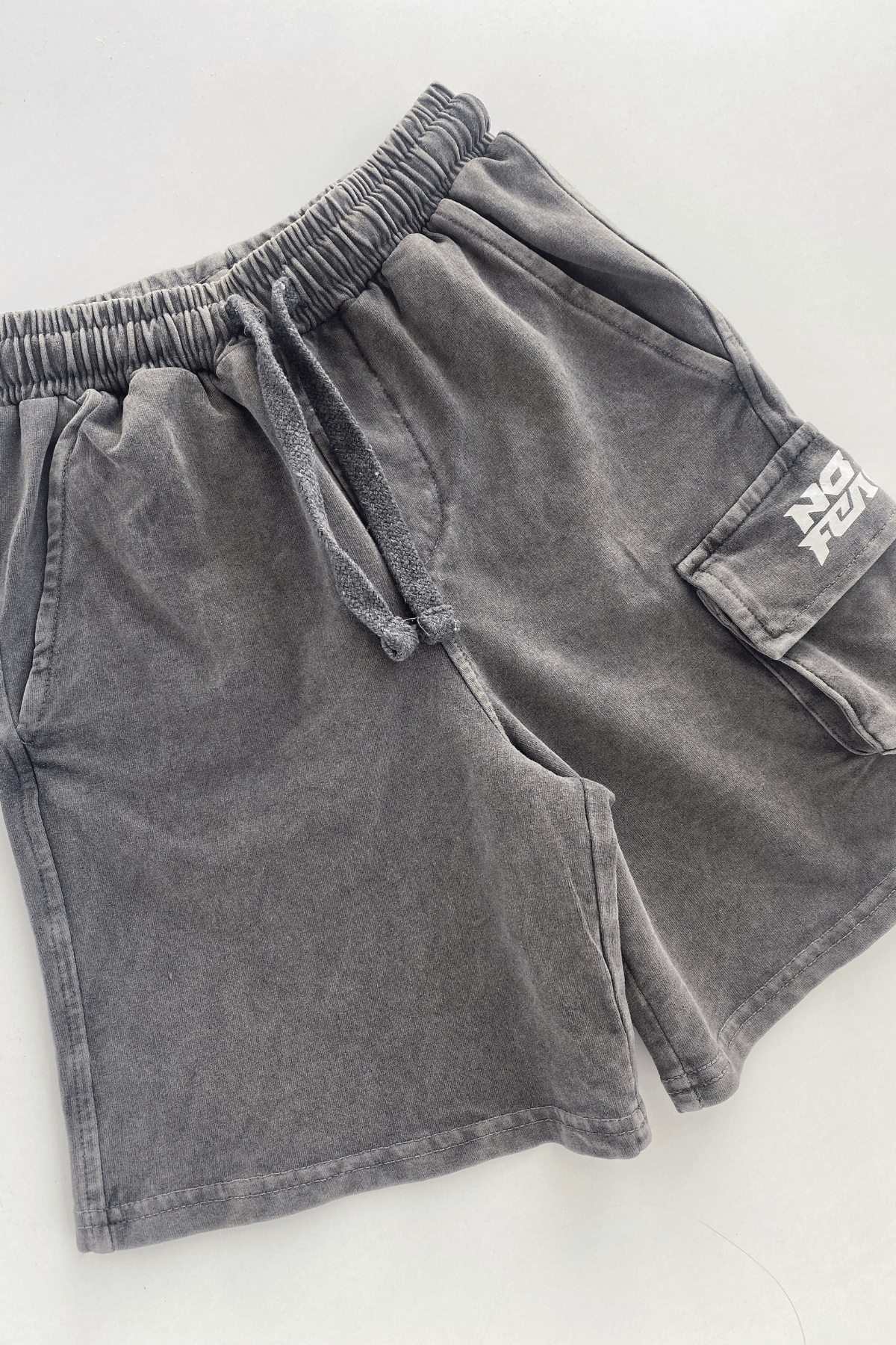 6-14 Yaş No Fear Yıkamalı Kargo Cepli Erkek Çocuk Şort Antrasit