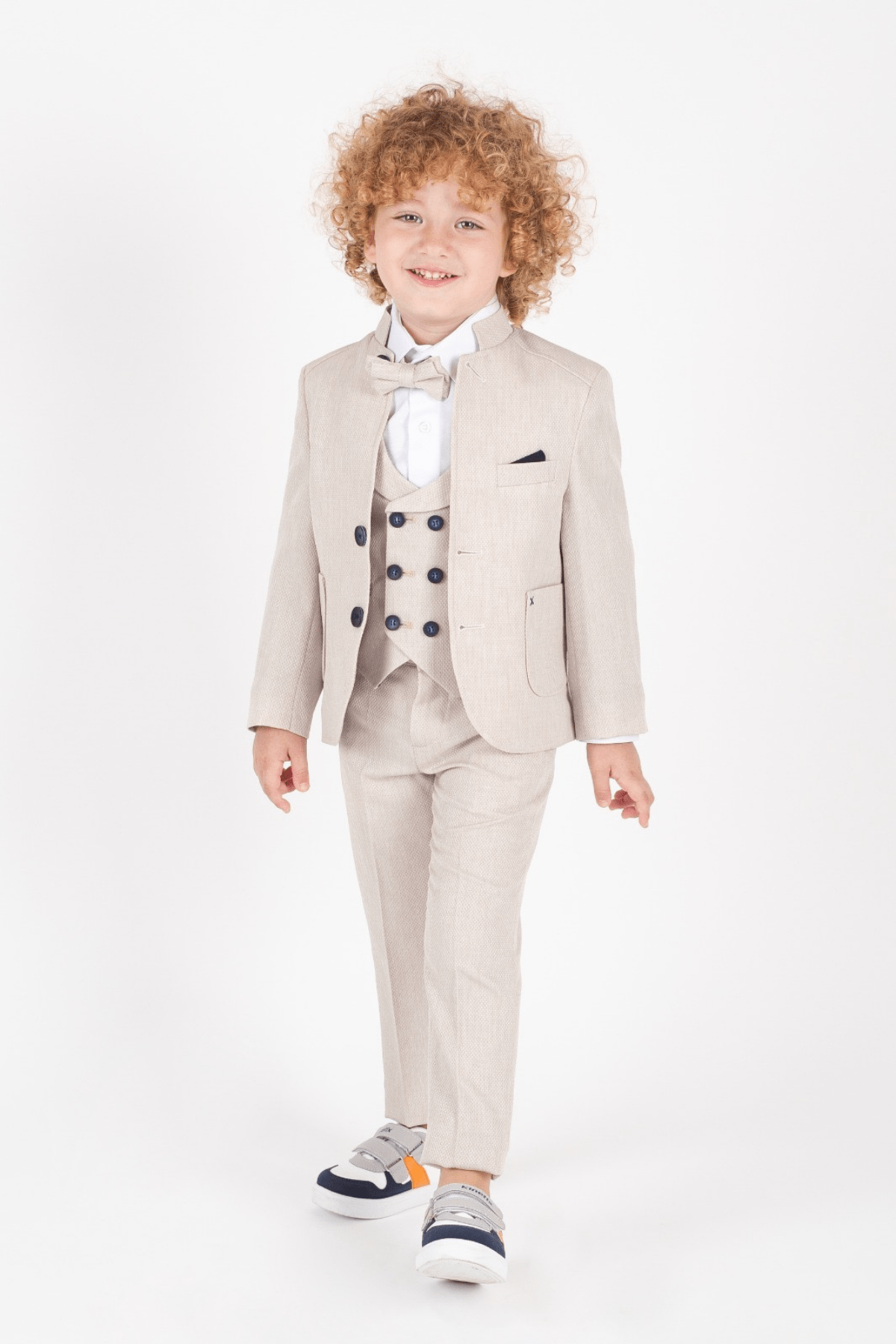 1-8 Yaş Cool Hakim Yaka Planet Çocuk Takım Elbise Bej