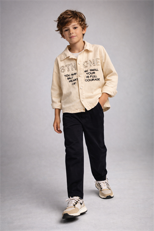 7-14 Yaş Sthone Dokumalı 2li Erkek Çocuk Takım Siyah