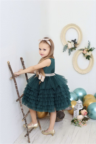 Fiyonk Detay Kız Çocuk Abiye Elbise