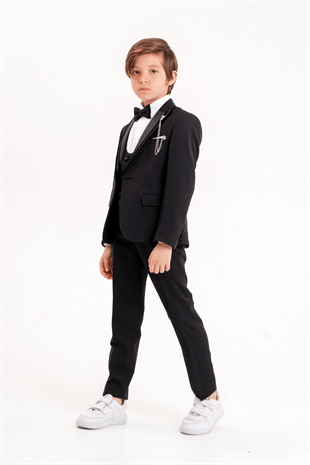 3-14 Yaş Premium Erkek Çocuk Damatlık Siyah