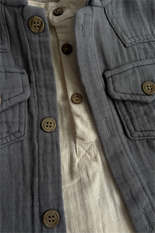 2-5 Yaş Müslin Ceketli 3lü Erkek Çocuk Takım Gri