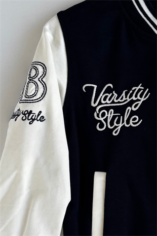 6-13 Yaş Varsity Style Çıtçıtlı Kolej Erkek Çocuk Ceket Lacivert