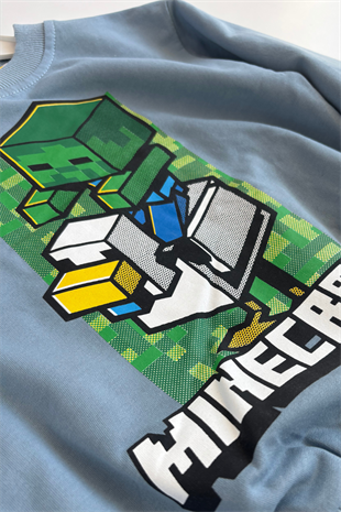 3-10 Mncraft Erkek Çocuk Eşofman Takımı Mavi
