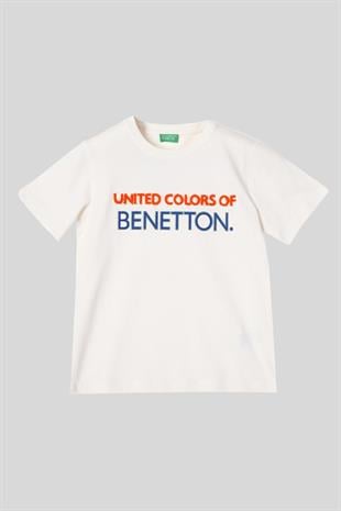 4-14 Yaş Benetton Punc Detay Erkek Çocuk Thsirt Krem