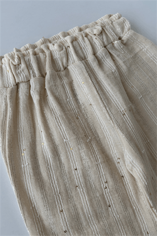 6-24 Ay Payet Detay Kız Bebek Müslin Takım Krem