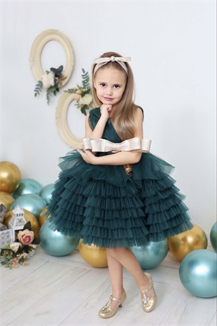 Fiyonk Detay Kız Çocuk Abiye Elbise