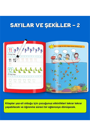 3-6 Yaş Evde Etkinlik Seti (Çizgi Çalışmaları, Sayılar, Geometrik Şekiller, Mantık Soruları, Dikkat Geliştirme)
