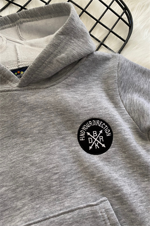 Kapüşonlu Biye Detay Find Your 2li Erkek Çocuk Çocuk Eşofman Takımı Gri