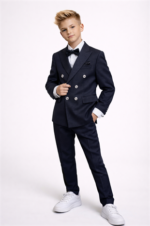 Montero Ceketli Mendilli Erkek Çocuk Takım Elbise Lacivert