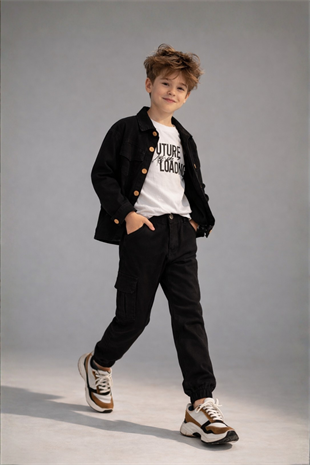3-12 Yaş Future Gabardin Erkek Çocuk 3lü Takım Siyah