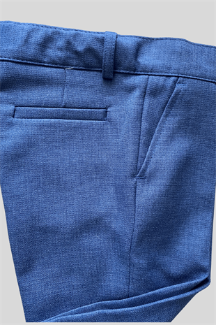 Yeleği Katlamalı Ceketli Rozetli Takım Elbise İndigo Mavi 