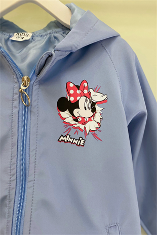 3-10 Yaş Karakter Detay Kız Çocuk Yağmurluk Mavi