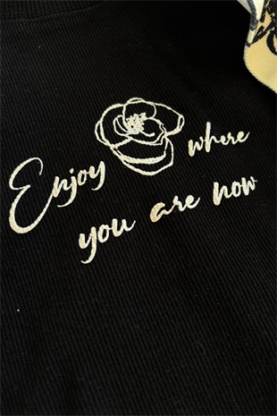 9-14 Yaş Gül Baskılı Ceketli Gabardin Kız Çocuk Takım Siyah