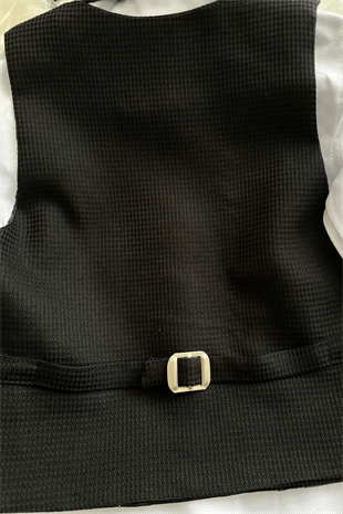 Matrix Yelekli Zincirli Erkek Çocuk Takım Elbise Siyah