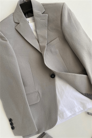 Lüx Spor Tişörtlü Gofre Erkek Çocuk Takım Elbise Gri