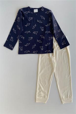 Balık Desen Erkek Çocuk Pijama Takımı