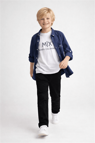 9-13 Yaş Mrx Exchange Katlama Gömlekli Kotlu Erkek Çocuk Takım İndigo