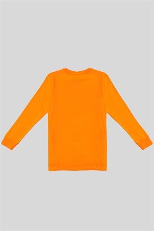 4-14 Yaş Benetton Bisiklet Yaka Kız Çocuk Sweatshirt Turuncu