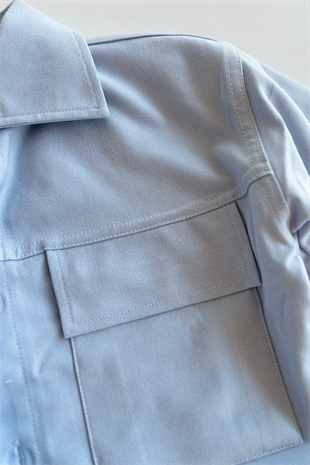 3-10 Yaş Kargo Pantolonlu Ceketli 3lü Erkek Takım Bebe Mavi