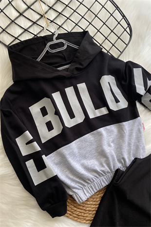 Alt İspanyol Uzun Kol Crop Kız Çocuk Eşofman Takımı Gri