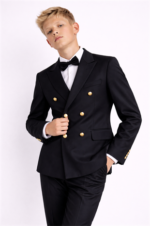 3-14 Yaş Dagi Gömlekli Kruvaze Ceketli Erkek Çocuk Takım Elbise Mezuniyet Siyah