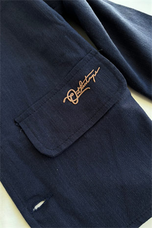 4-8 Yaş Bohem Keten Erkek Çocuk Takım Lacivert