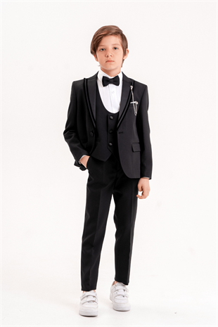 3-14 Yaş Premium Erkek Çocuk Damatlık Siyah