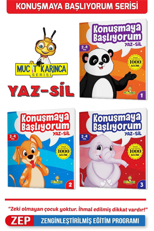 Konuşmaya Başlıyorum Serisi YAZ-SİL Kitaplar (Türkçede En Çok Kullanılan 1000 Kelime)