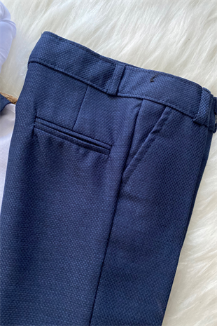 Zincir Detay Çift Düğmeli Erkek Çocuk Takım Elbise Lacivert