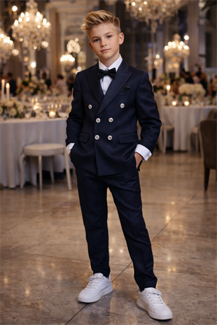 Montero Ceketli Mendilli Erkek Çocuk Takım Elbise Lacivert