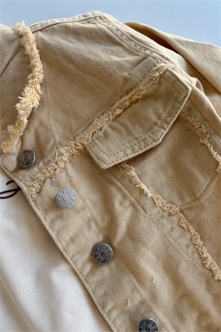 3-10 Yaş Saçaklı Gabardin Kız Çocuk Takım Hardal