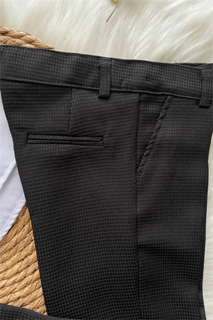 Matrix Yelekli Zincirli Erkek Çocuk Takım Elbise Siyah