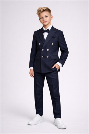 Montero Ceketli Mendilli Erkek Çocuk Takım Elbise Lacivert