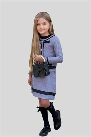 Ceket Badi ve Etekli Kız Çocuk Takım Lila