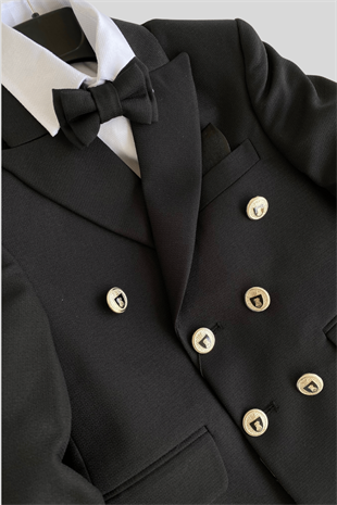 Montero Ceketli Mendilli Erkek Çocuk Takım Elbise Siyah