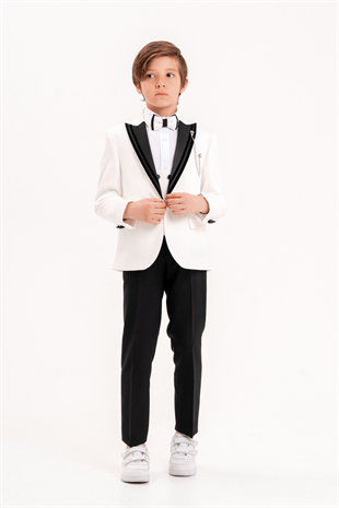 3-14 Yaş Premium Erkek Çocuk Damatlık Beyaz