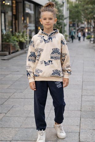 6-10 Yaş Academy Kapüşonlu Erkek Çocuk Eşofman Takım Lacivert