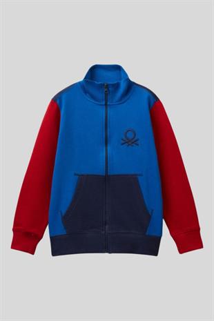 4-14 Yaş Benetton Renkli Uzun Kol Erkek Çocuk Sweat Kırmızı